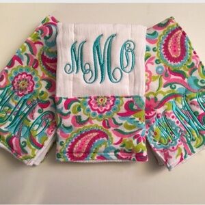 Personalized Monogrammed Burp Cloths Made to Order Set of 3 NEW